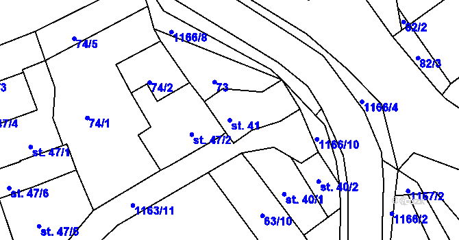 Parcela st. 41 v KÚ Chvalčov, Katastrální mapa