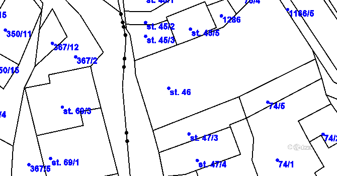 Parcela st. 46 v KÚ Chvalčov, Katastrální mapa