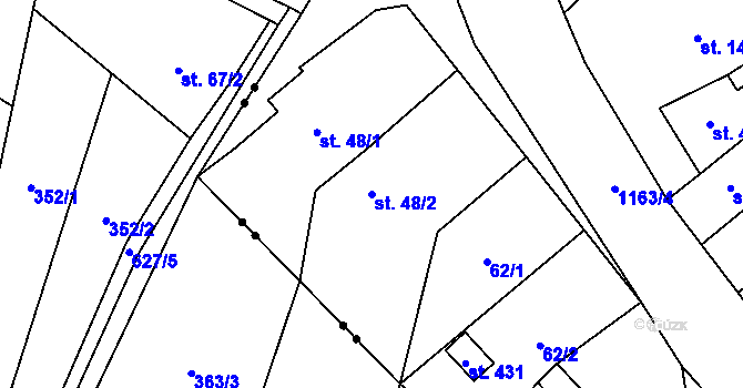 Parcela st. 48/2 v KÚ Chvalčov, Katastrální mapa