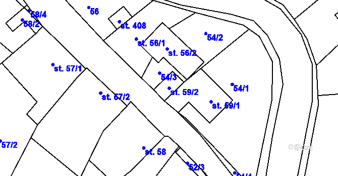 Parcela st. 59/2 v KÚ Chvalčov, Katastrální mapa