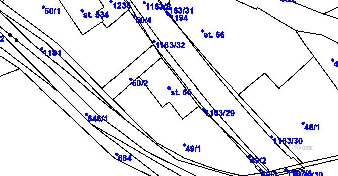 Parcela st. 65 v KÚ Chvalčov, Katastrální mapa