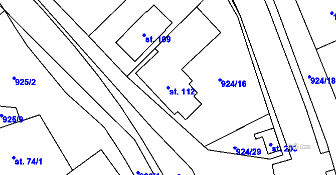 Parcela st. 112 v KÚ Chvalčov, Katastrální mapa