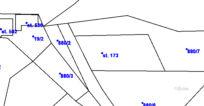 Parcela st. 173 v KÚ Chvalčov, Katastrální mapa