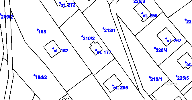 Parcela st. 177 v KÚ Chvalčov, Katastrální mapa