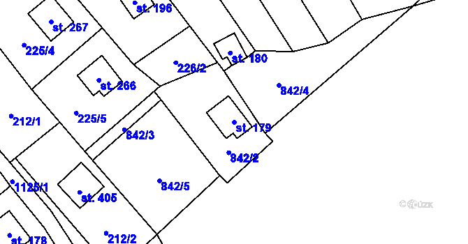 Parcela st. 179 v KÚ Chvalčov, Katastrální mapa