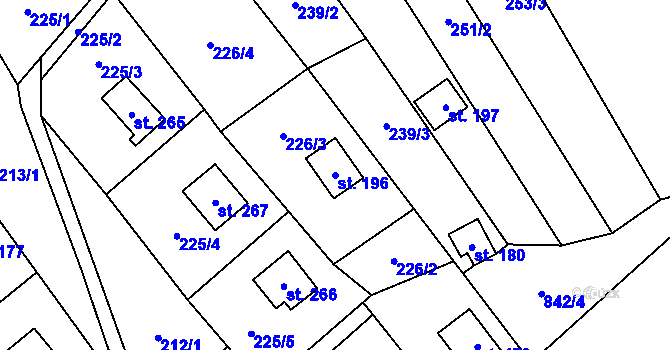Parcela st. 196 v KÚ Chvalčov, Katastrální mapa