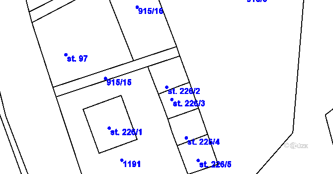 Parcela st. 226/2 v KÚ Chvalčov, Katastrální mapa