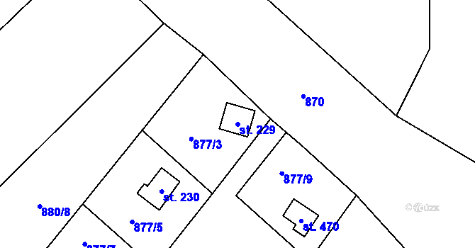 Parcela st. 229 v KÚ Chvalčov, Katastrální mapa