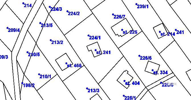Parcela st. 241 v KÚ Chvalčov, Katastrální mapa