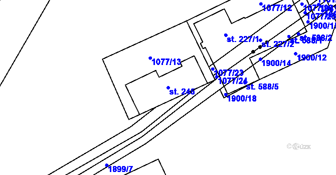 Parcela st. 245 v KÚ Chvalčov, Katastrální mapa
