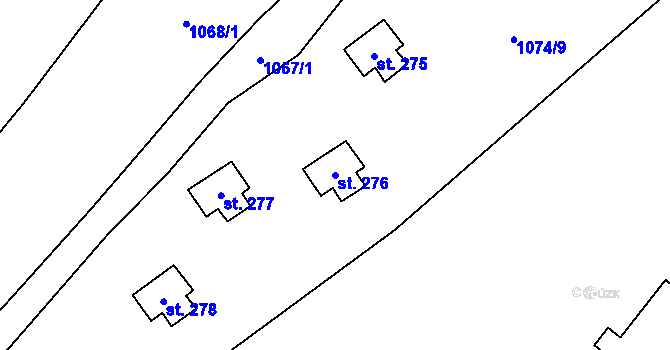 Parcela st. 276 v KÚ Chvalčov, Katastrální mapa