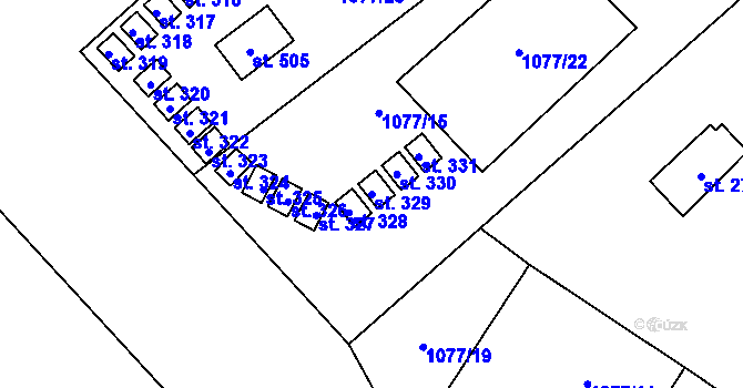Parcela st. 329 v KÚ Chvalčov, Katastrální mapa