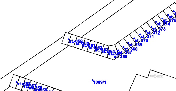 Parcela st. 362 v KÚ Chvalčov, Katastrální mapa