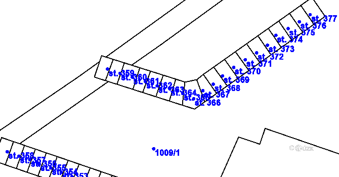 Parcela st. 364 v KÚ Chvalčov, Katastrální mapa