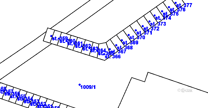 Parcela st. 366 v KÚ Chvalčov, Katastrální mapa
