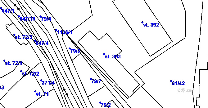Parcela st. 393 v KÚ Chvalčov, Katastrální mapa