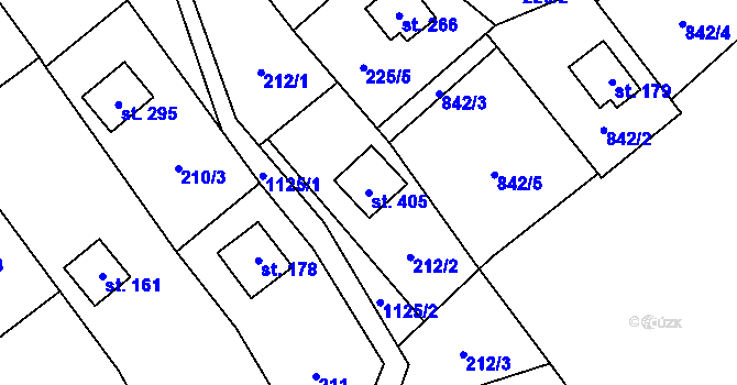 Parcela st. 405 v KÚ Chvalčov, Katastrální mapa