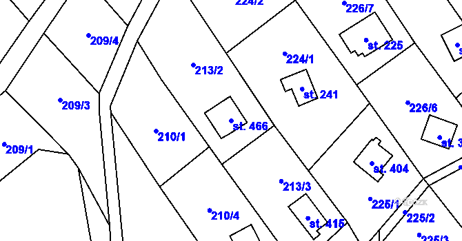 Parcela st. 466 v KÚ Chvalčov, Katastrální mapa