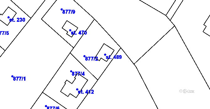 Parcela st. 489 v KÚ Chvalčov, Katastrální mapa
