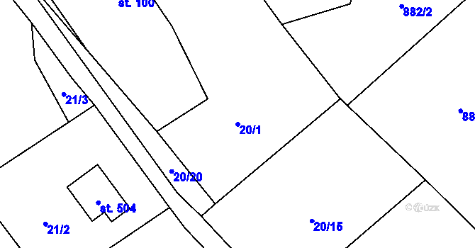 Parcela st. 20/1 v KÚ Chvalčov, Katastrální mapa