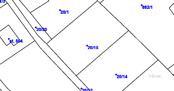 Parcela st. 20/15 v KÚ Chvalčov, Katastrální mapa