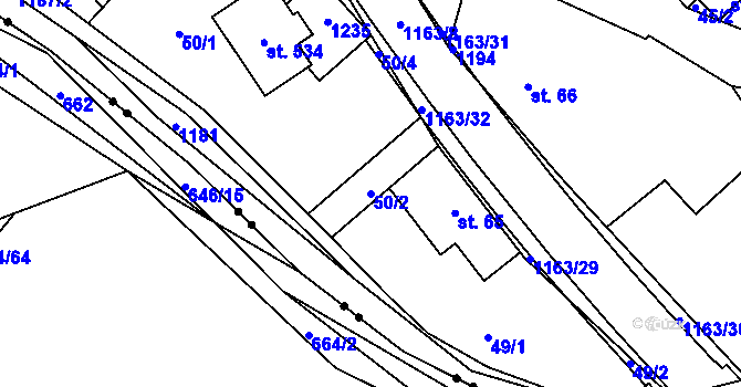Parcela st. 50/2 v KÚ Chvalčov, Katastrální mapa