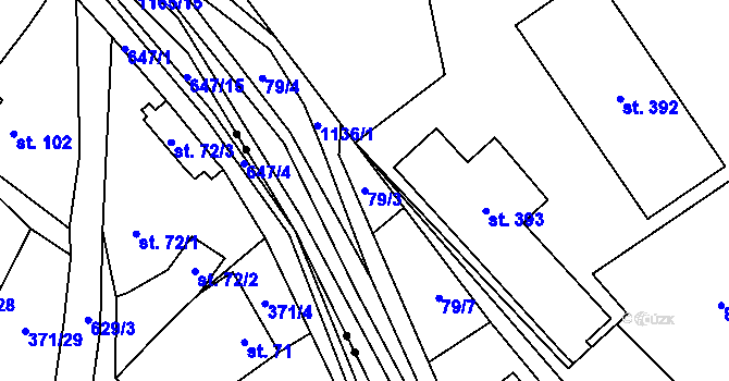 Parcela st. 79/3 v KÚ Chvalčov, Katastrální mapa