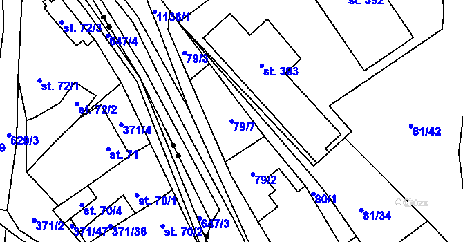 Parcela st. 79/7 v KÚ Chvalčov, Katastrální mapa