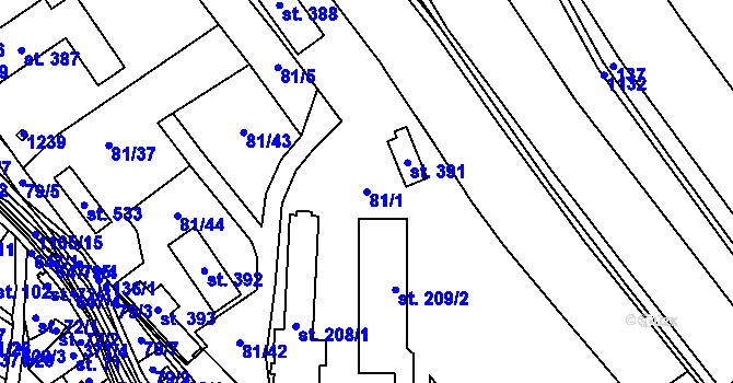 Parcela st. 81/1 v KÚ Chvalčov, Katastrální mapa