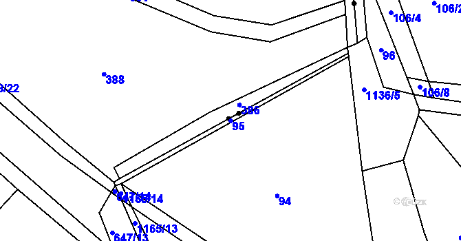 Parcela st. 95 v KÚ Chvalčov, Katastrální mapa