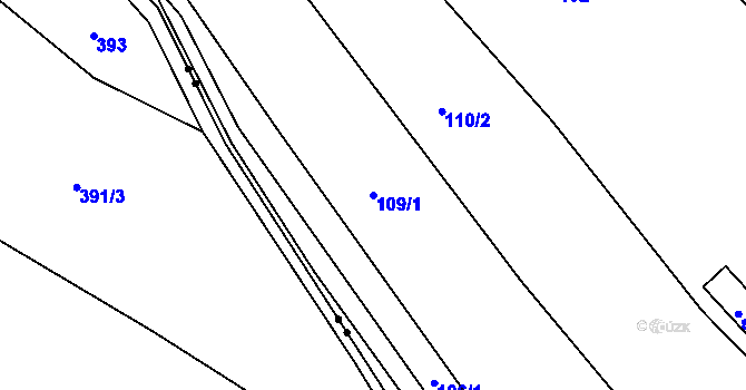 Parcela st. 109/1 v KÚ Chvalčov, Katastrální mapa