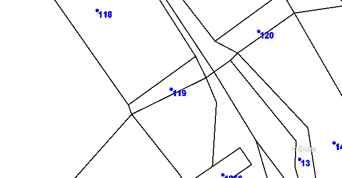 Parcela st. 119 v KÚ Chvalčov, Katastrální mapa