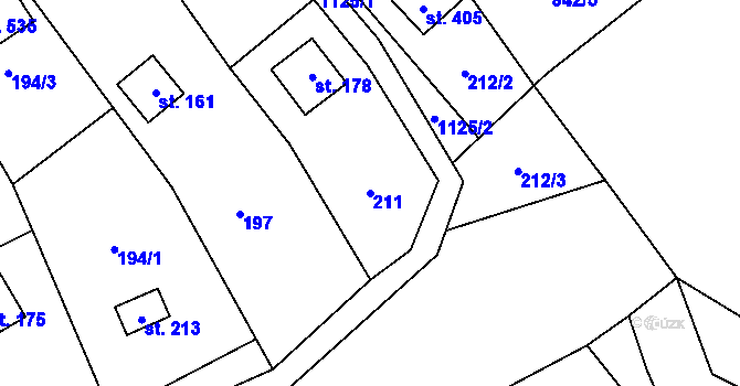 Parcela st. 211 v KÚ Chvalčov, Katastrální mapa
