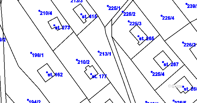 Parcela st. 213/1 v KÚ Chvalčov, Katastrální mapa