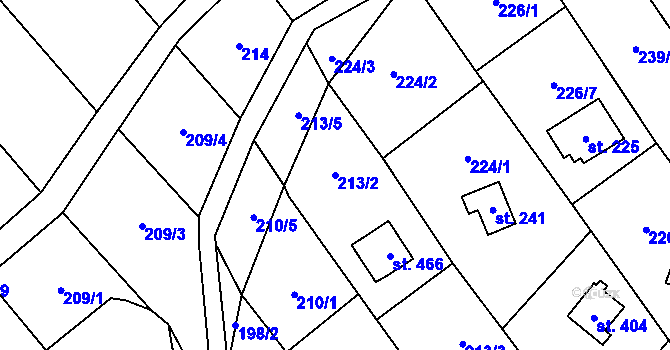 Parcela st. 213/2 v KÚ Chvalčov, Katastrální mapa
