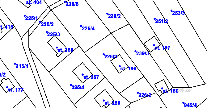 Parcela st. 226/3 v KÚ Chvalčov, Katastrální mapa