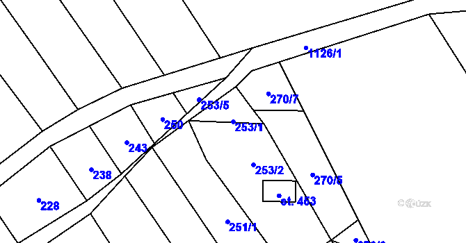 Parcela st. 253/1 v KÚ Chvalčov, Katastrální mapa