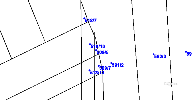 Parcela st. 509/5 v KÚ Chvalčov, Katastrální mapa