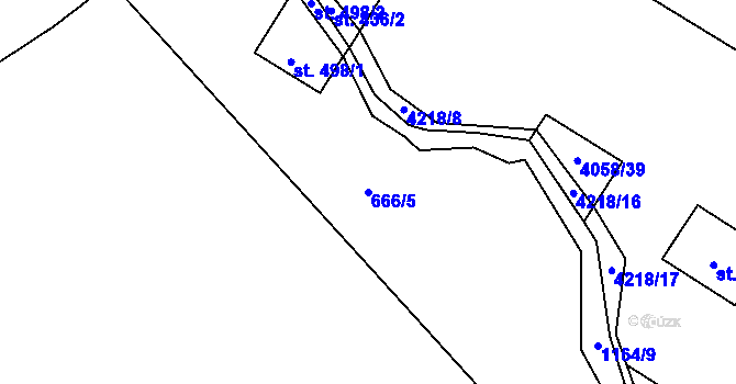 Parcela st. 666/5 v KÚ Chvalčov, Katastrální mapa