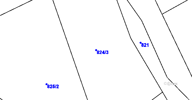 Parcela st. 824/3 v KÚ Chvalčov, Katastrální mapa