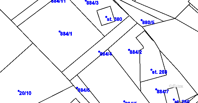 Parcela st. 884/4 v KÚ Chvalčov, Katastrální mapa