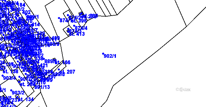 Parcela st. 902/1 v KÚ Chvalčov, Katastrální mapa