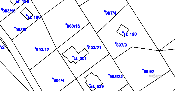 Parcela st. 903/21 v KÚ Chvalčov, Katastrální mapa
