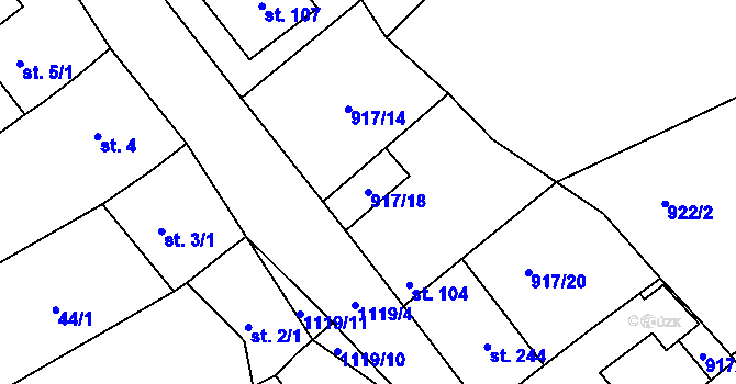 Parcela st. 917/18 v KÚ Chvalčov, Katastrální mapa