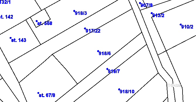 Parcela st. 918/6 v KÚ Chvalčov, Katastrální mapa