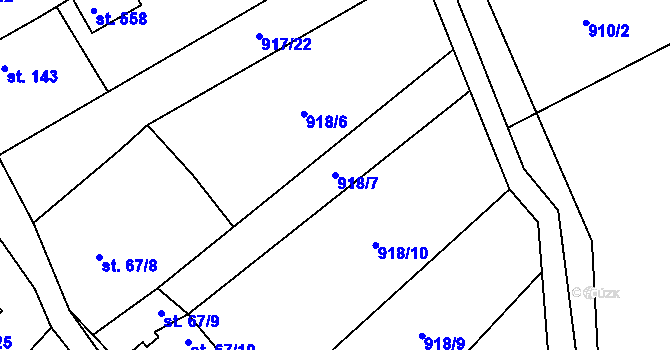 Parcela st. 918/7 v KÚ Chvalčov, Katastrální mapa