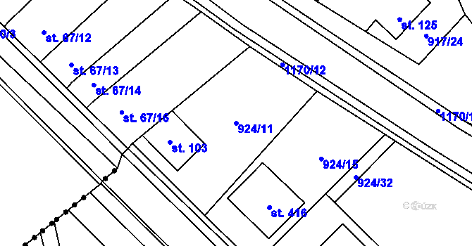Parcela st. 924/11 v KÚ Chvalčov, Katastrální mapa