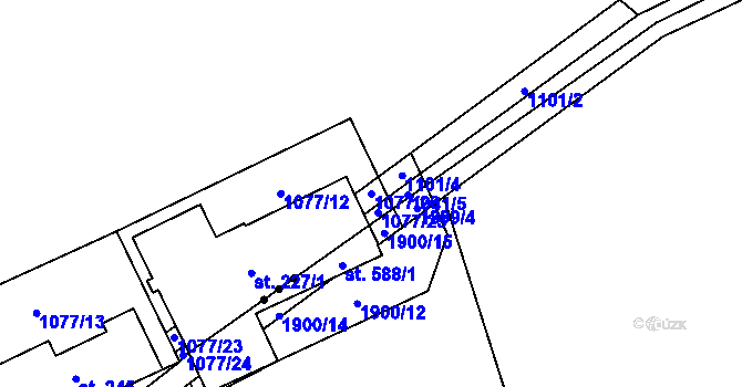 Parcela st. 1077/26 v KÚ Chvalčov, Katastrální mapa