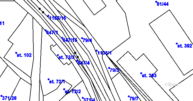 Parcela st. 1136/1 v KÚ Chvalčov, Katastrální mapa