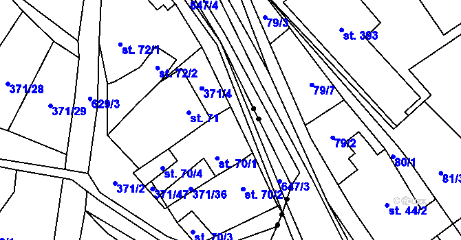 Parcela st. 1165/3 v KÚ Chvalčov, Katastrální mapa